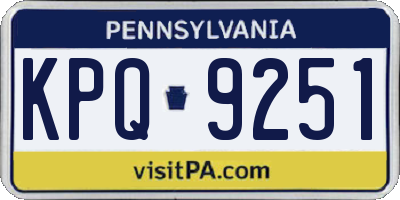 PA license plate KPQ9251