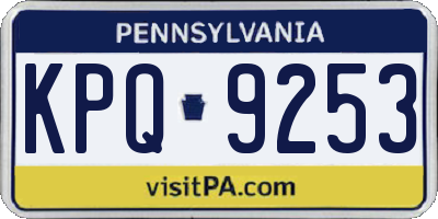 PA license plate KPQ9253
