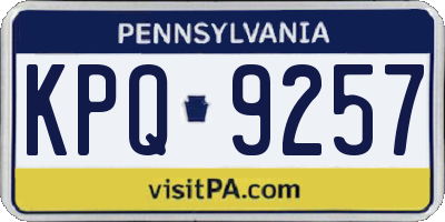PA license plate KPQ9257