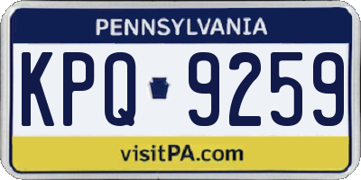 PA license plate KPQ9259