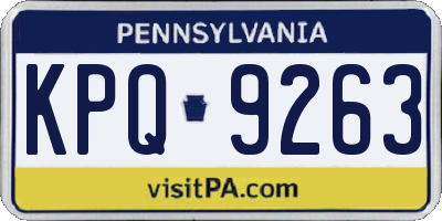 PA license plate KPQ9263