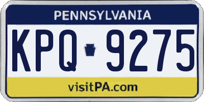 PA license plate KPQ9275