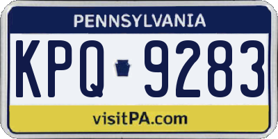 PA license plate KPQ9283