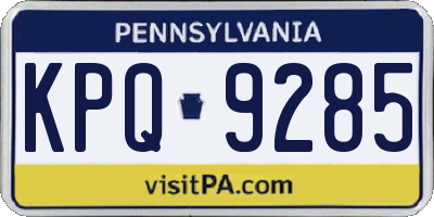 PA license plate KPQ9285