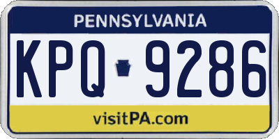 PA license plate KPQ9286