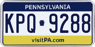 PA license plate KPQ9288