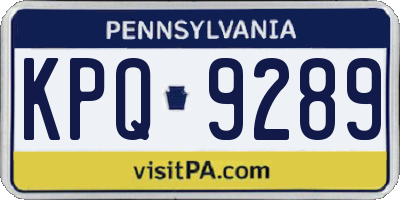 PA license plate KPQ9289