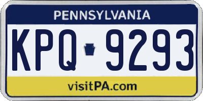 PA license plate KPQ9293