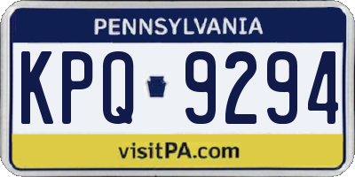 PA license plate KPQ9294