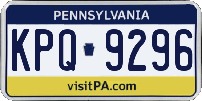 PA license plate KPQ9296