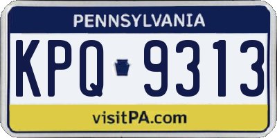 PA license plate KPQ9313