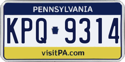 PA license plate KPQ9314