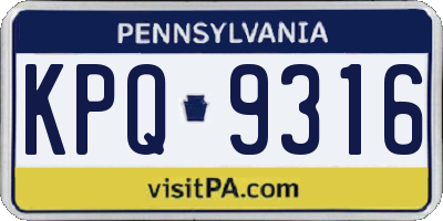 PA license plate KPQ9316