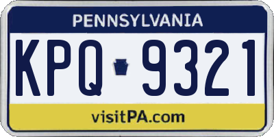 PA license plate KPQ9321