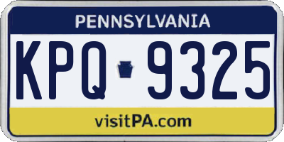PA license plate KPQ9325