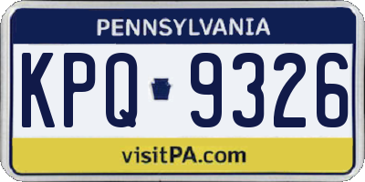 PA license plate KPQ9326