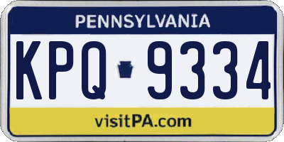 PA license plate KPQ9334
