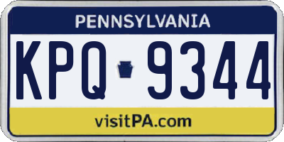 PA license plate KPQ9344