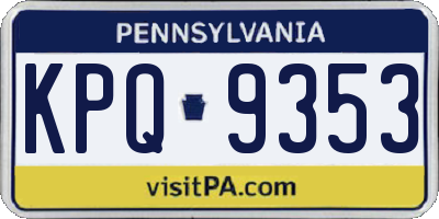 PA license plate KPQ9353