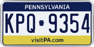 PA license plate KPQ9354