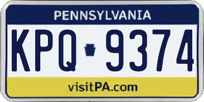 PA license plate KPQ9374