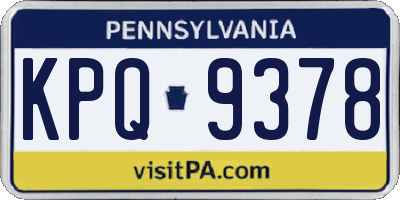 PA license plate KPQ9378