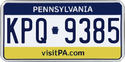 PA license plate KPQ9385