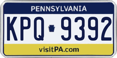 PA license plate KPQ9392