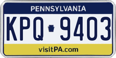 PA license plate KPQ9403
