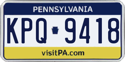 PA license plate KPQ9418