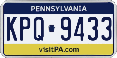 PA license plate KPQ9433