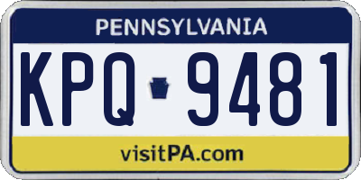 PA license plate KPQ9481