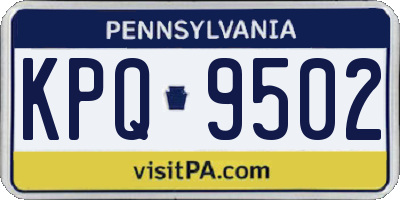 PA license plate KPQ9502