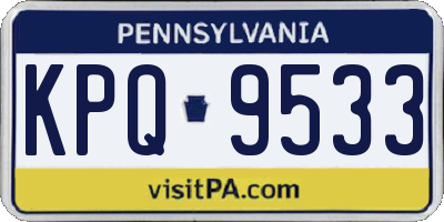 PA license plate KPQ9533