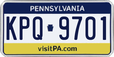 PA license plate KPQ9701
