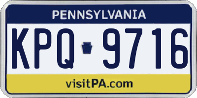 PA license plate KPQ9716