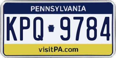 PA license plate KPQ9784