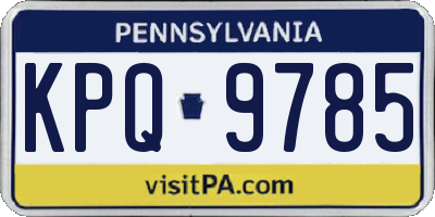 PA license plate KPQ9785