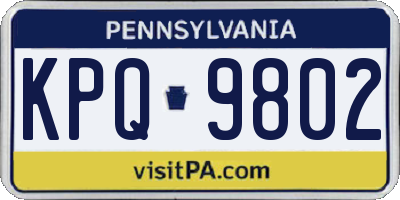 PA license plate KPQ9802