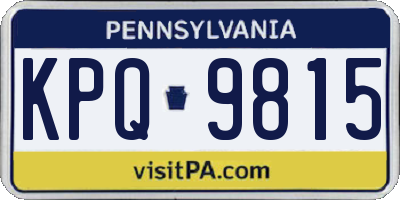 PA license plate KPQ9815