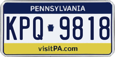 PA license plate KPQ9818