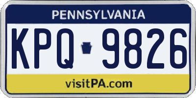 PA license plate KPQ9826