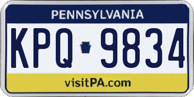 PA license plate KPQ9834