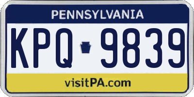 PA license plate KPQ9839