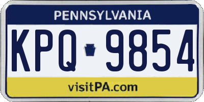 PA license plate KPQ9854
