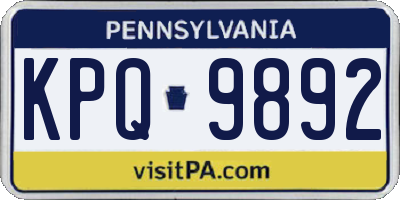 PA license plate KPQ9892