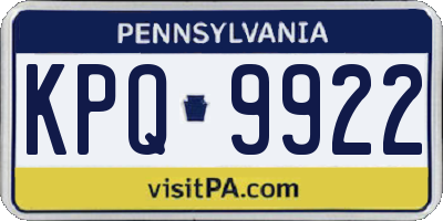 PA license plate KPQ9922