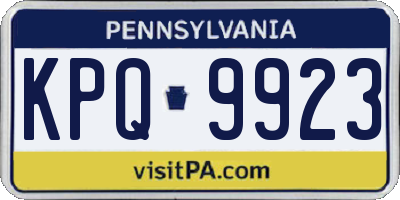 PA license plate KPQ9923