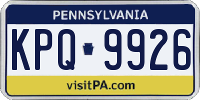PA license plate KPQ9926