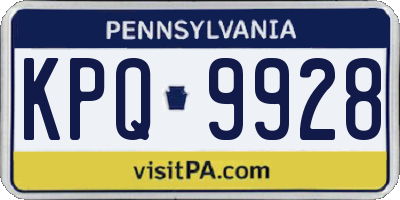 PA license plate KPQ9928